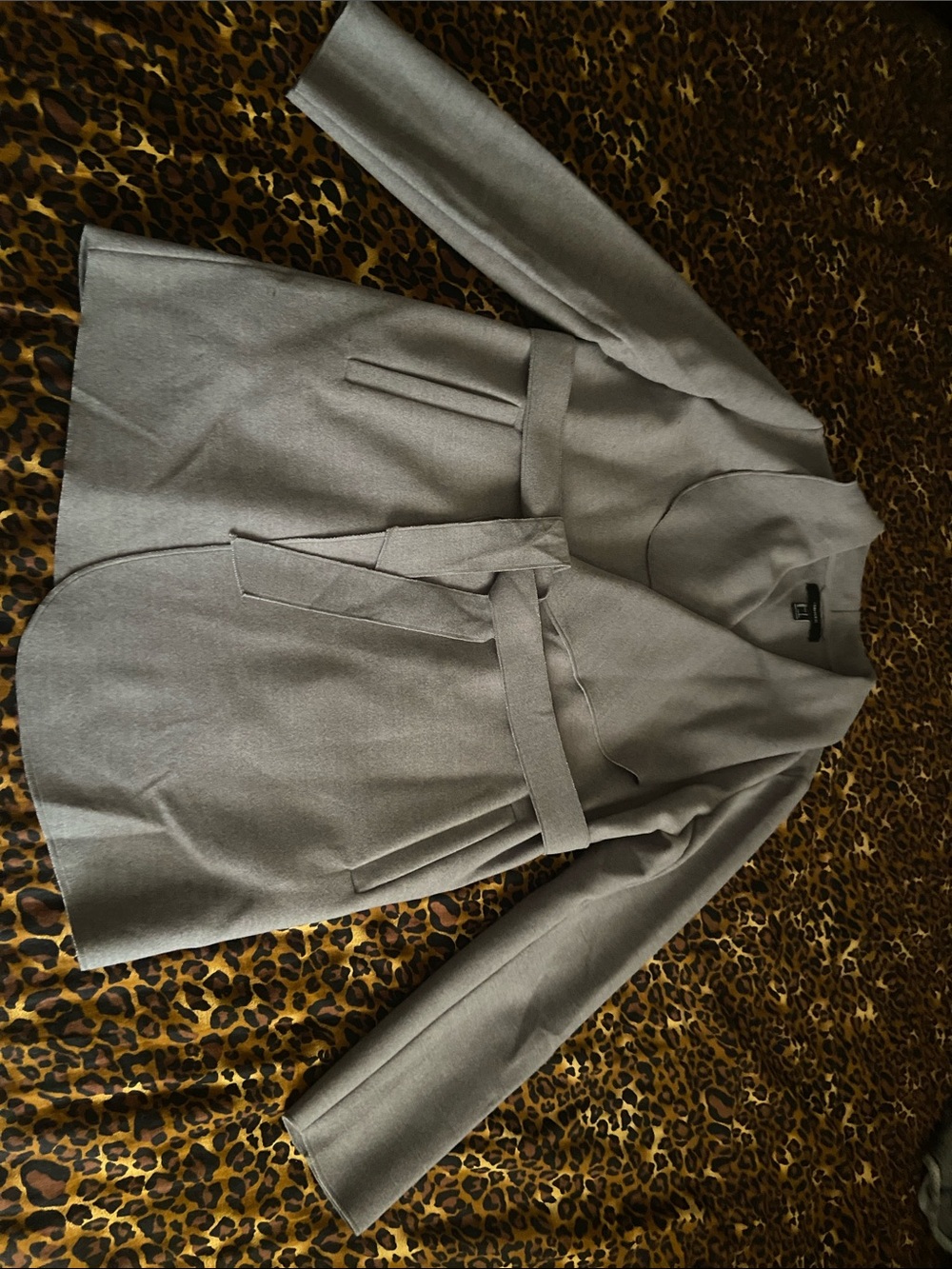 GET 4 $5 Forever 21 Gray Wrap Belted Pea Coat